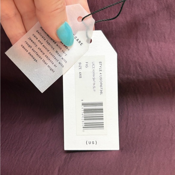 NWT Universal Standard Kara Lace Satin Slip Dress Fig Color size 4XS US size 0 - Picture 6 of 7